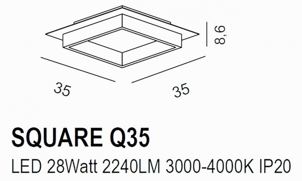 Plafoniera led promoingross square q35 mc switch lampada soffitto classica - Promoingross