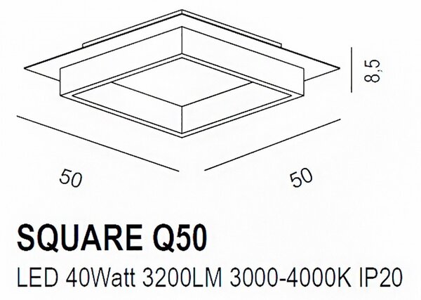 Plafoniera led promoingross square q50 mc switch lampada soffitto classica - Promoingross