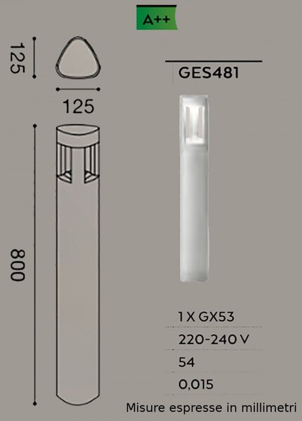 Lampioncino alluminio gea led janet ges481 80h led lampada terra grigio metallizzato moderna gx53 ip54 - Gea Led