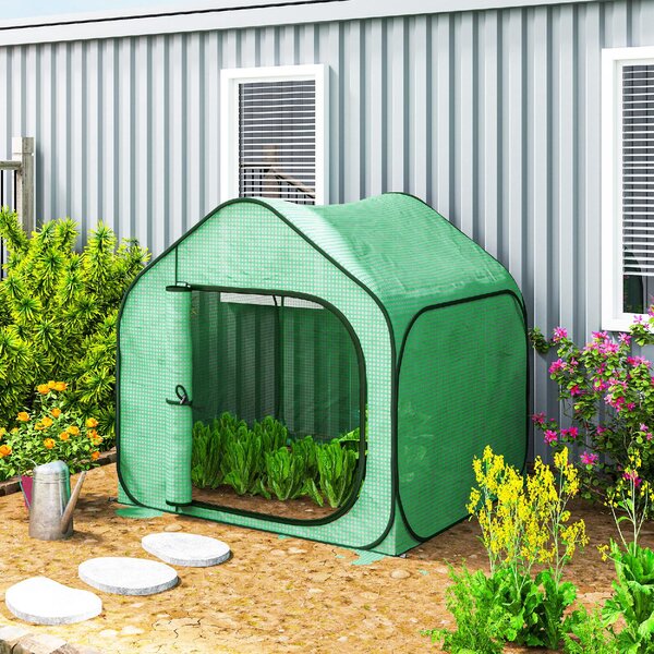 VivaGarden Serra a Casetta Pieghevole con Ingresso a Cerniera in Acciaio e PE 150x148x148 cm colore Verde - K772GN
