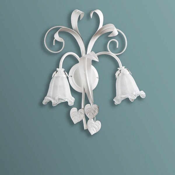 Applique classico padana lampadari shabby chic 1104 ap2 e14 led metallo vetro lampada parete - Padana Lampadari