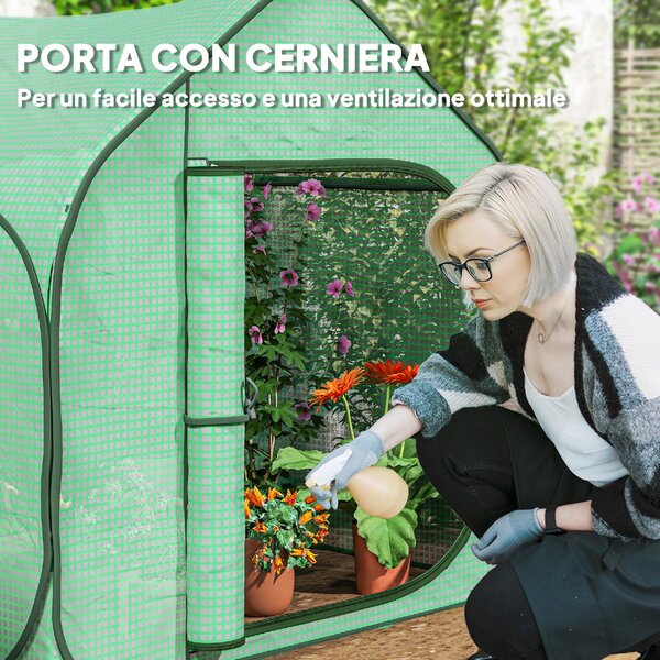 VivaGarden Serra a Casetta Pieghevole con Ingresso a Cerniera in Acciaio e PE 150x148x148 cm colore Verde - K772GN