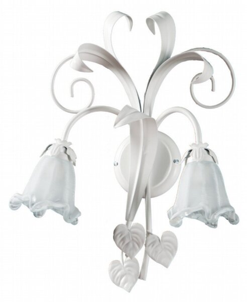 Applique classico padana lampadari shabby chic 1104 ap2 e14 led metallo vetro lampada parete - Padana Lampadari