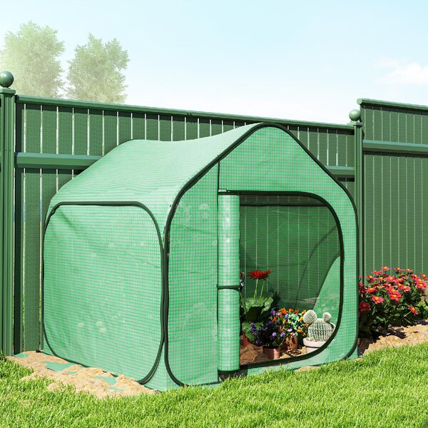 VivaGarden Serra a Casetta Pieghevole con Ingresso a Cerniera in Acciaio e PE 150x148x148 cm colore Verde - K772GN