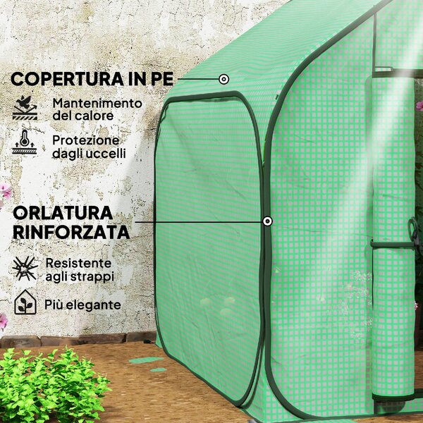 VivaGarden Serra a Casetta Pieghevole con Ingresso a Cerniera in Acciaio e PE 150x148x148 cm colore Verde - K772GN