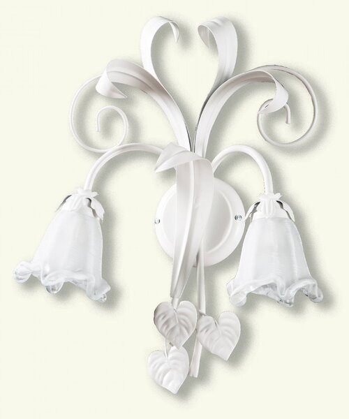 Applique classico padana lampadari shabby chic 1104 ap2 e14 led metallo vetro lampada parete - Padana Lampadari