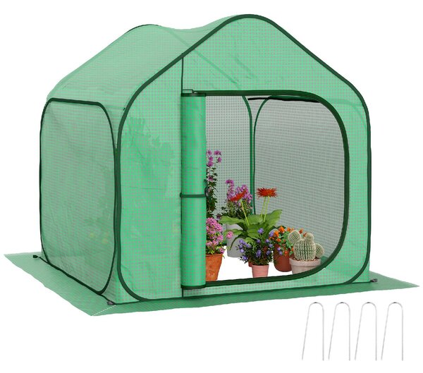 VivaGarden Serra a Casetta Pieghevole con Ingresso a Cerniera in Acciaio e PE 150x148x148 cm colore Verde - K772GN
