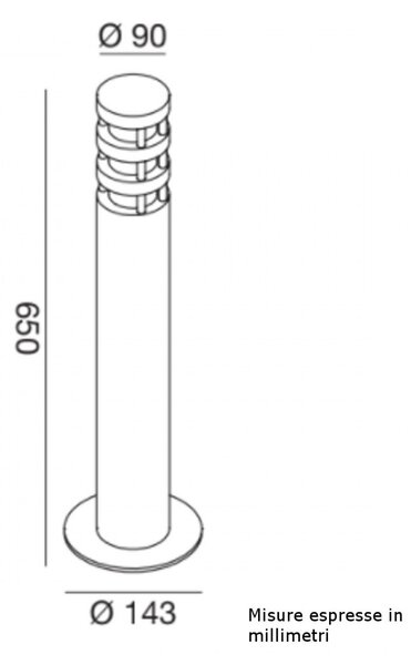 Lampioncino moderno gea led zeis ges022 e27 led alluminio palo - Gea Led