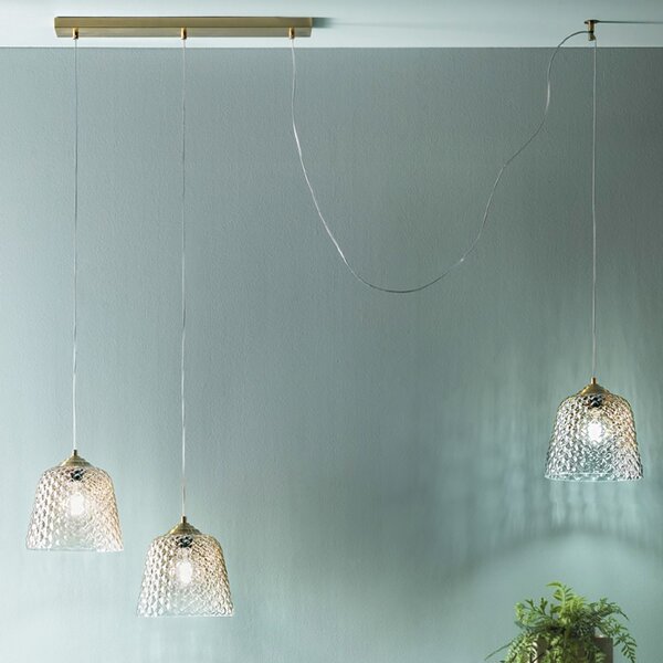 Lampadario led gea luce alice br 3 luci vetro ambra e27 led lampada soffitto classica - Gea Luce