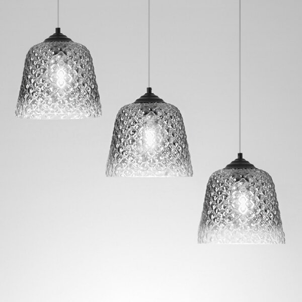 Lampadario led gea luce alice br 3 luci vetro fume e27 led lampada soffitto moderno - Gea Luce