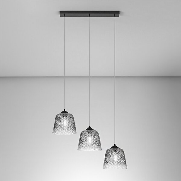 Lampadario led gea luce alice br 3 luci vetro fume e27 led lampada soffitto moderno - Gea Luce