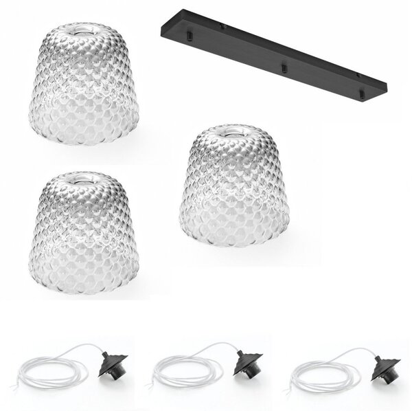 Lampadario led gea luce alice br 3 luci vetro fume e27 led lampada soffitto moderno - Gea Luce