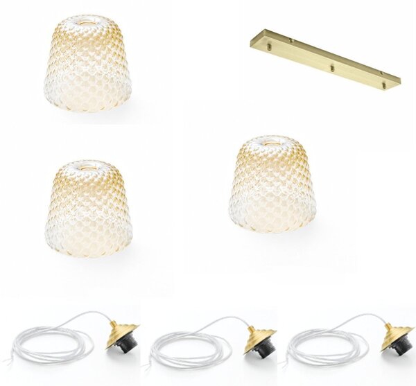 Lampadario led gea luce alice br 3 luci vetro ambra e27 led lampada soffitto classica - Gea Luce