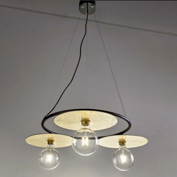 Lampadario classico illuminando pub sp3pubnr+disco25fo e27 led metallo sospensione - Illuminando