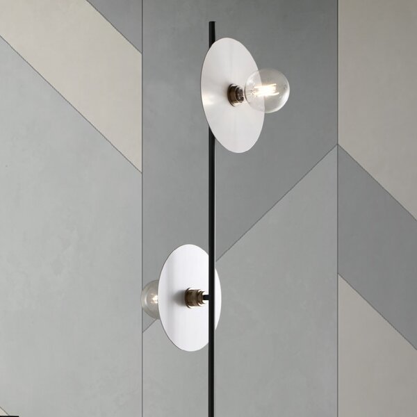 Piantana moderna illuminando pub te2pubnr+disco25bn e27 led metallo lampada terra - Illuminando