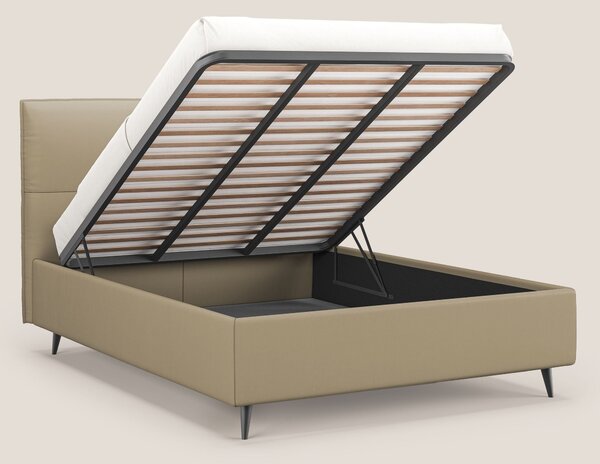 Greta letto contenitore dimensioni SLIM con testata trapuntata in ecop