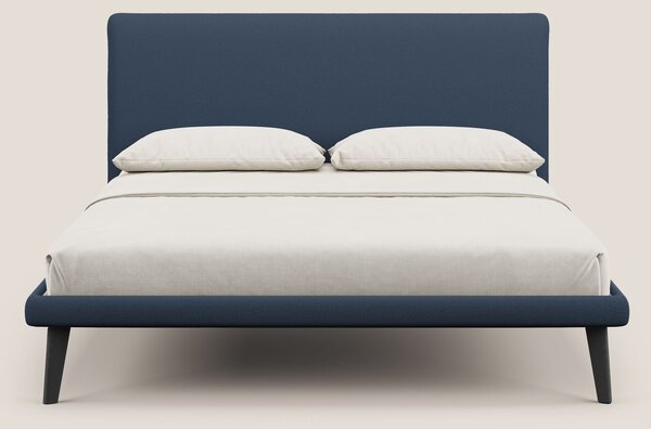 Noel letto minimal scandinavo con piedi in mogano e tessuto fiammato i