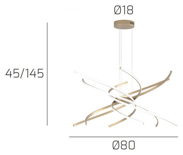 Lampadario led top light tornado 1163 s80 oro 220v 4918lm sospensione classica - Top Light