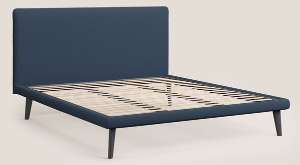 Noel letto minimal scandinavo con piedi in mogano e tessuto fiammato i