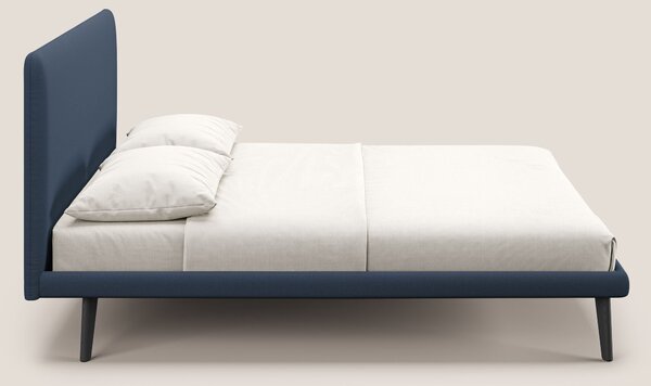 Noel letto minimal scandinavo con piedi in mogano e tessuto fiammato i