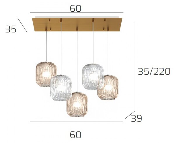 Plafoniera classica top light tender 1181 os s5 r ta e27 led vetro lampada soffitto - Top Light