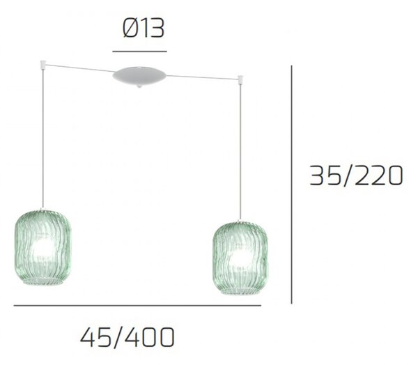 Lampadario moderno top light tender 1181 bi s2 s ve e27 led vetro sospensione - Top Light