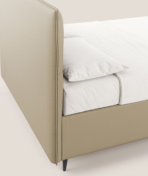 Greta letto contenitore dimensioni SLIM con testata trapuntata in ecop