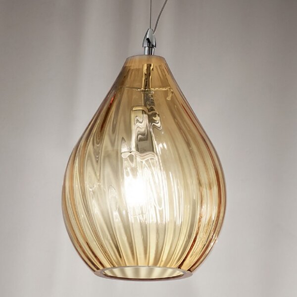 Sospensione moderna due p drops 2693 s2 e27 led ambra vetro lampadario - Due P Illuminazione