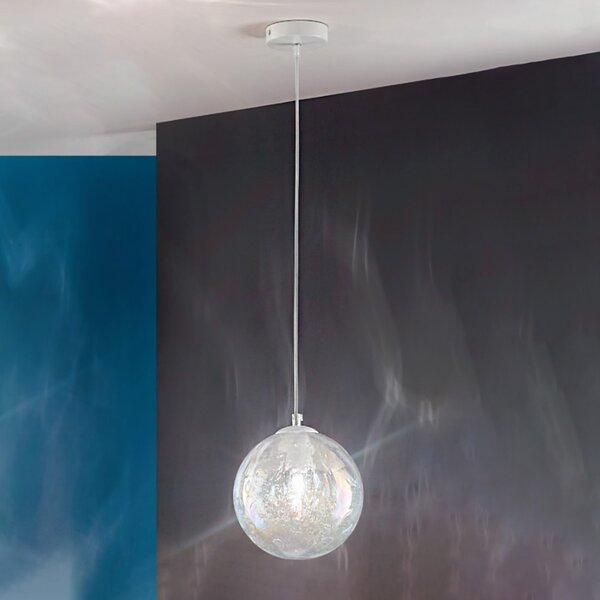 Sospensione moderna due p moon 2708 sm e27 led vetro iridato lampadario sfera - Due P Illuminazione
