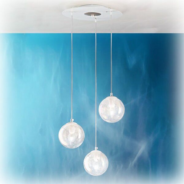Sospensione moderna due p moon 2708 s3p e14 led vetro iridato lampadario sfera - Due P Illuminazione
