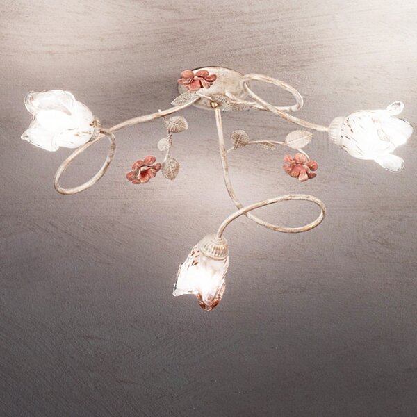 Plafoniera classica due p illuminazione matilde pl3 e14 led metallo vetro lampada soffitto - Due P Illuminazione