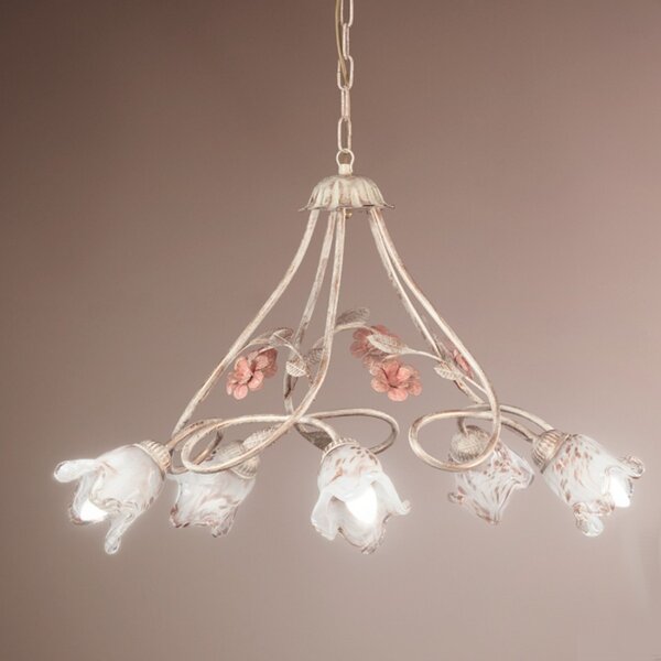 Lampadario classico due p illuminazione matilde 5 e14 led metallo vetro sospensione - Due P Illuminazione