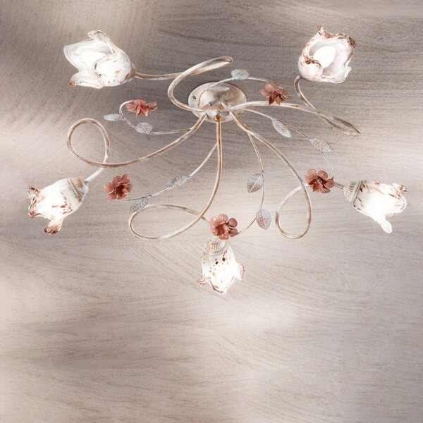 Plafoniera classica due p illuminazione matilde pl5 e14 led metallo vetro lampada soffitto - Due P Illuminazione
