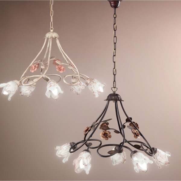 Lampadario classico due p illuminazione matilde 5 e14 led metallo vetro sospensione - Due P Illuminazione