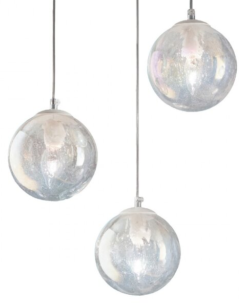 Sospensione moderna due p moon 2708 s3p e14 led vetro iridato lampadario sfera - Due P Illuminazione