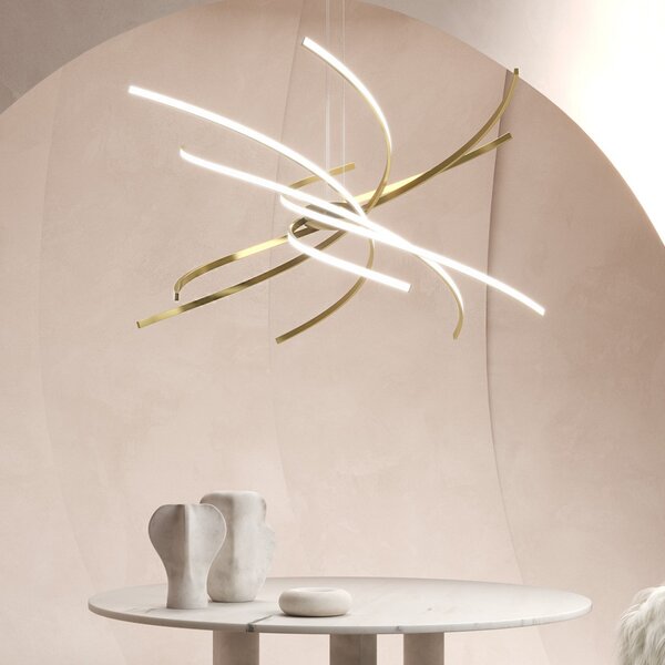 Lampadario led top light tornado 1163 s100 oro 220v 6874lm sospensione classica - Top Light