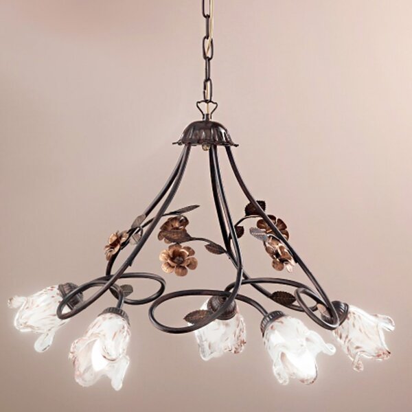 Lampadario classico due p illuminazione matilde 5 e14 led metallo vetro sospensione - Due P Illuminazione