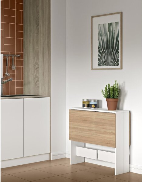 Tavolo da pranzo pieghevole con piano in rovere 76x28 cm Papillon - TemaHome