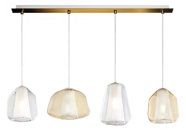 Lampadario classico top light double skin 1176os s4 r abg ta e27 led vetro sospensione - Top Light