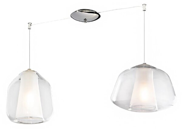 Lampadario moderno top light double skin 1176cr s2 s ab e27 led vetro sospensione - Top Light