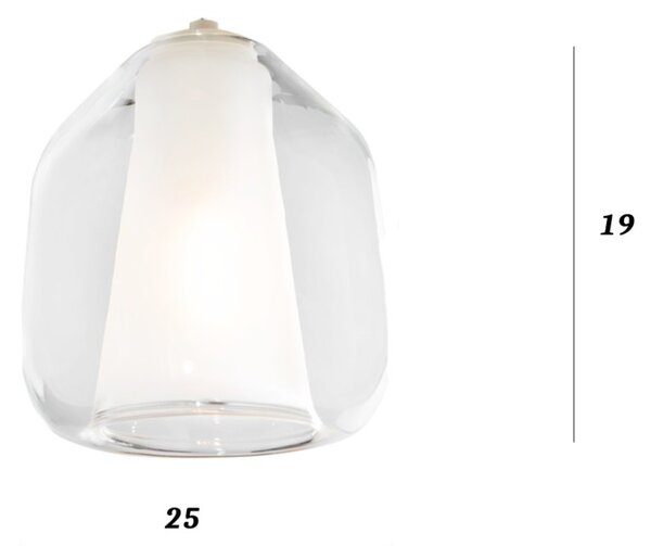 Lampadario moderno top light double skin 1176cr s2 s ab e27 led vetro sospensione - Top Light