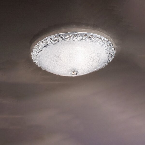 Plafoniera classica due p frost 2699 plp e27 led vetro graniglia cristallo lampada soffitto - Due P Illuminazione
