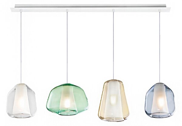 Lampadario moderno top light double skin 1176bi s4 r abg mc e27 led vetro multicolor sospensione - Top Light