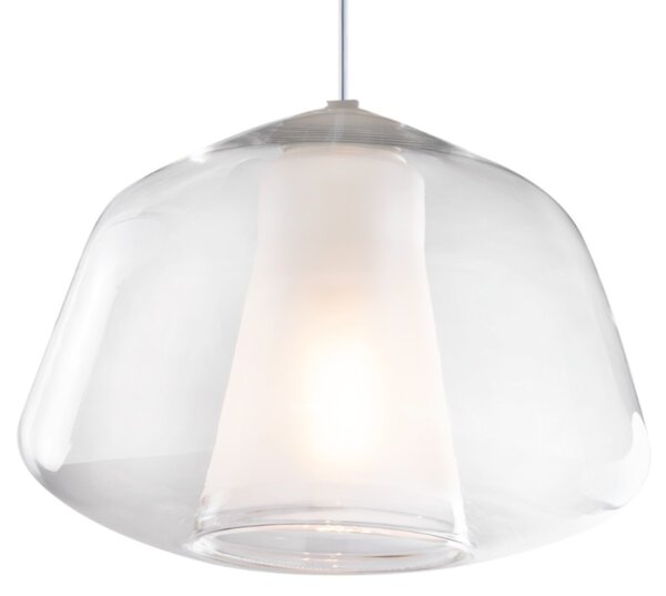 Lampadario moderno top light double skin 1176cr s2 s ab e27 led vetro sospensione - Top Light