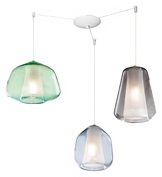 Lampadario moderno top light double skin 1176bi s3 s abg mc e27 led vetro multicolor sospensione - Top Light