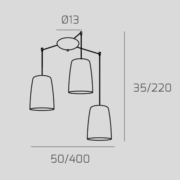 Lampadario top light shaded 1164bi s3 s cr e27 led vetro cromo lampada soffitto moderna - Top Light