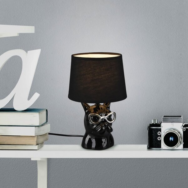 Abat-jour camerette trio litghting dosy r50231002 e14 led ceramica tessuto lampada tavolo dog black - Trio Lighting