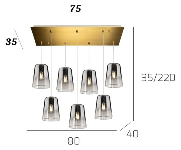 Lampadario classico top light shaded 1164os s7 r cr e27 led vetro colorato lampada soffitto - Top Light