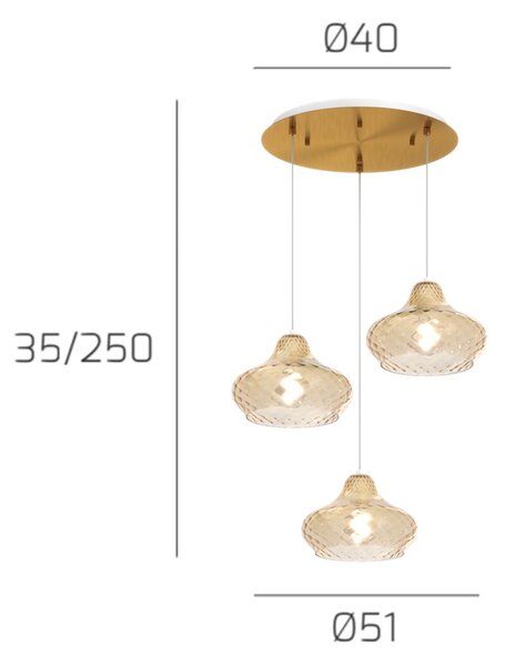 Lampadario vetro colorato top light dress 1191 os s3 tp am e27 led lampada soffitto moderna - Top Light