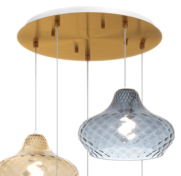 Lampadario vetro colorato top light dress 1191 os s5 tp ambra zaffiro e27 led lampada soffitto moderna classica - Top Light